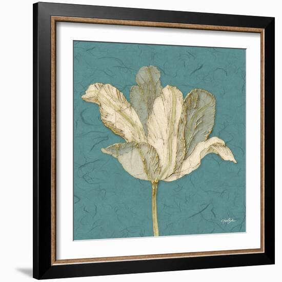 Muted Teal Behind Tulip-Diane Stimson-Framed Art Print