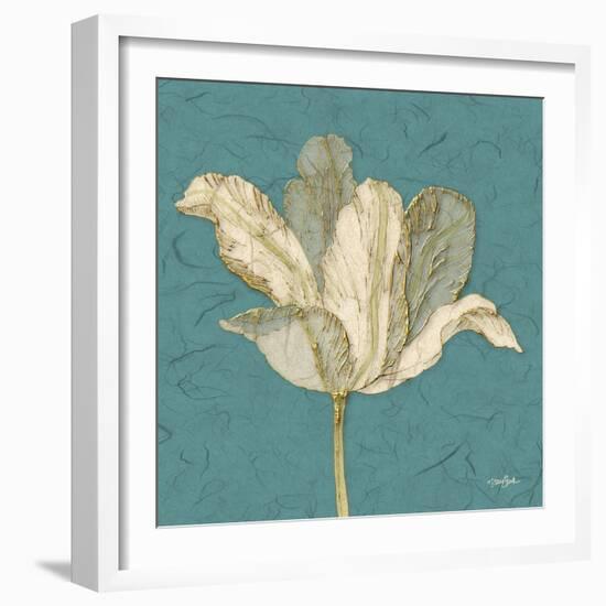 Muted Teal Behind Tulip-Diane Stimson-Framed Art Print