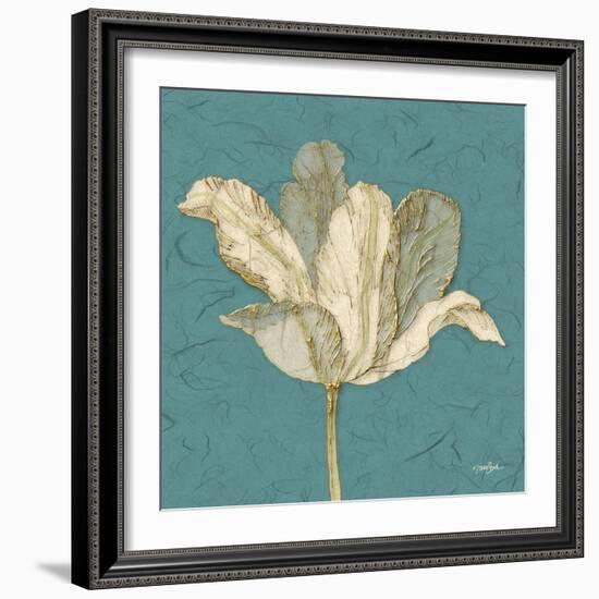 Muted Teal Behind Tulip-Diane Stimson-Framed Art Print