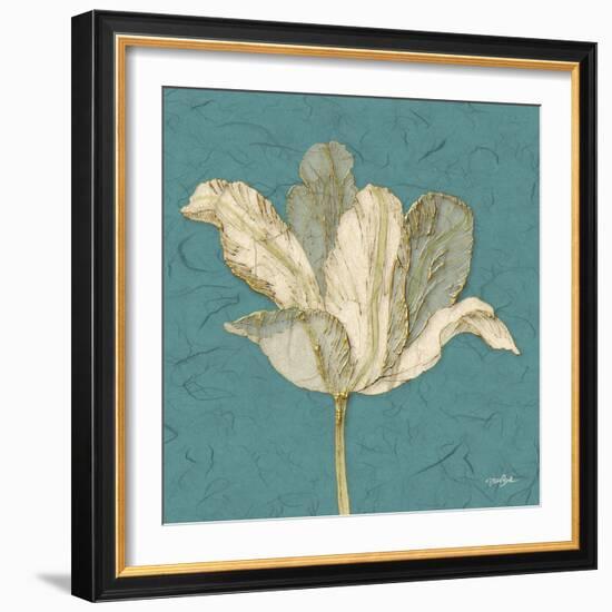 Muted Teal Behind Tulip-Diane Stimson-Framed Art Print