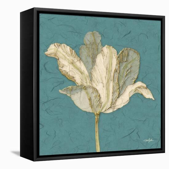 Muted Teal Behind Tulip-Diane Stimson-Framed Stretched Canvas