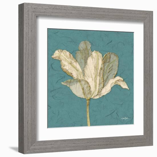 Muted Teal Behind Tulip-Diane Stimson-Framed Art Print