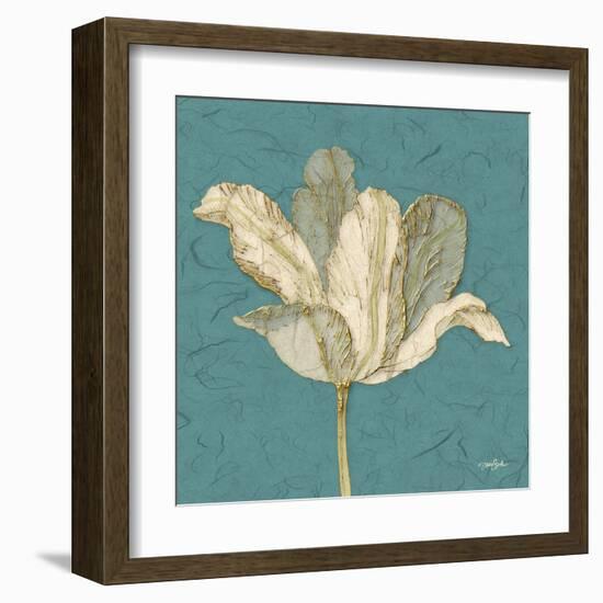 Muted Teal Behind Tulip-Diane Stimson-Framed Art Print