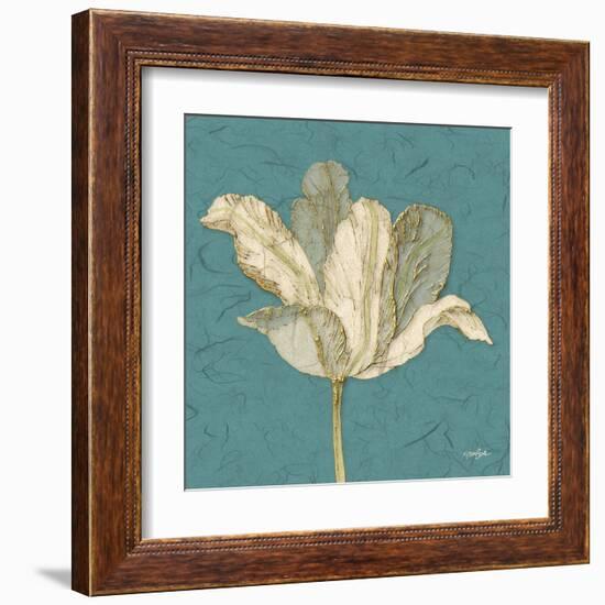 Muted Teal Behind Tulip-Diane Stimson-Framed Art Print