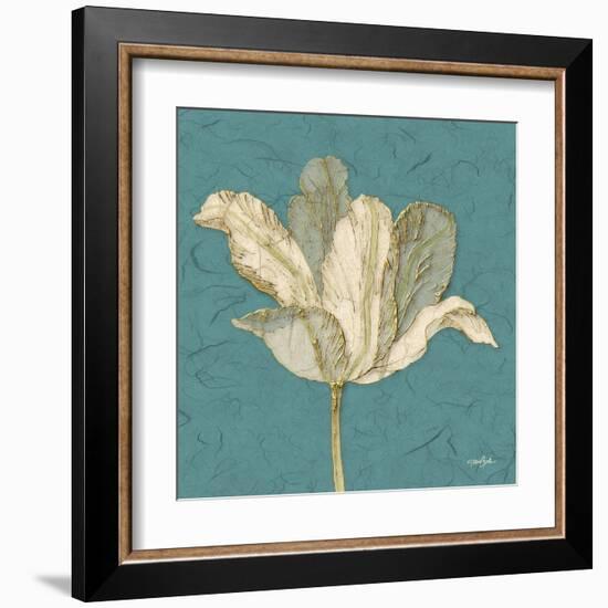 Muted Teal Behind Tulip-Diane Stimson-Framed Art Print