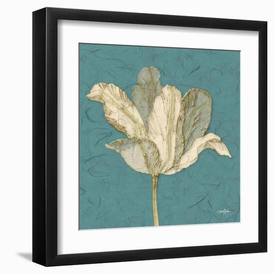 Muted Teal Behind Tulip-Diane Stimson-Framed Art Print