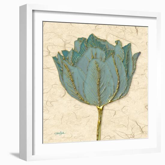 Muted Teal Tulip 1-Diane Stimson-Framed Art Print