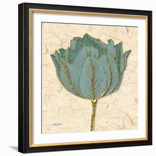 Muted Teal Tulip 1-Diane Stimson-Framed Art Print