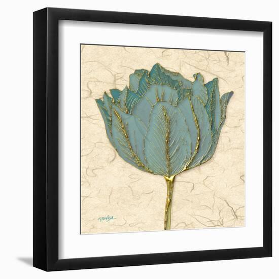 Muted Teal Tulip 1-Diane Stimson-Framed Art Print
