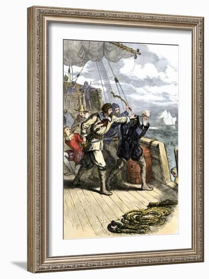 Mutineers Send Henry Hudson and His Son Overboard to Die Adrift in a Small Boat in the Arctic 1611-null-Framed Giclee Print