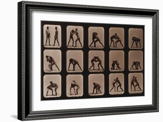 Muybridge Locomotion, Men Wrestling, 1881-Science Source-Framed Giclee Print