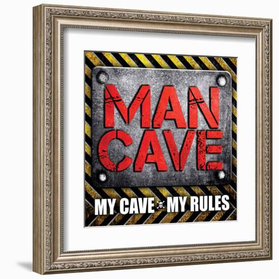 My Cave-My Rules Sq-SM Design-Framed Art Print