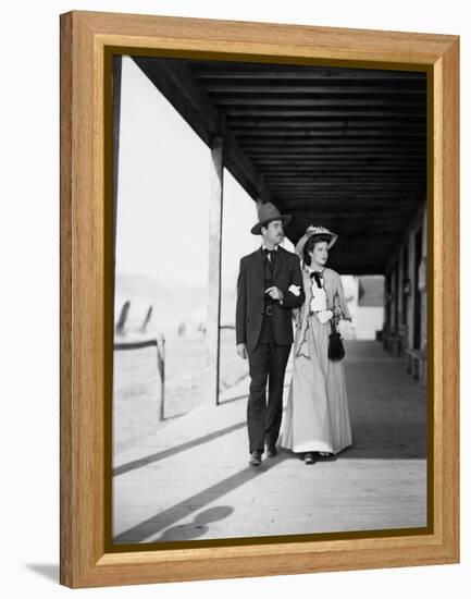 MY DARLING CLEMENTINE, 1946 directed by JOHN FORD Heny Fonda and Cathy Downs (b/w photo)-null-Framed Stretched Canvas