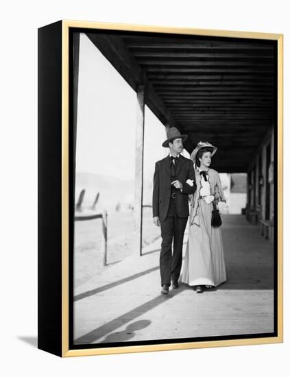 MY DARLING CLEMENTINE, 1946 directed by JOHN FORD Heny Fonda and Cathy Downs (b/w photo)-null-Framed Stretched Canvas