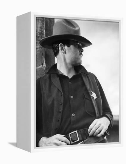 MY DARLING CLEMENTINE, 1946 directed by JOHN FORD Heny Fonda (b/w photo)-null-Framed Stretched Canvas