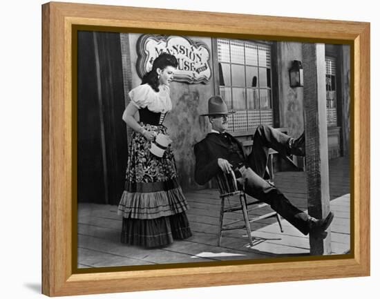 MY DARLING CLEMENTINE, 1946 directed by JOHN FORD Linda Darnell and Henry Fonda (b/w photo)-null-Framed Stretched Canvas