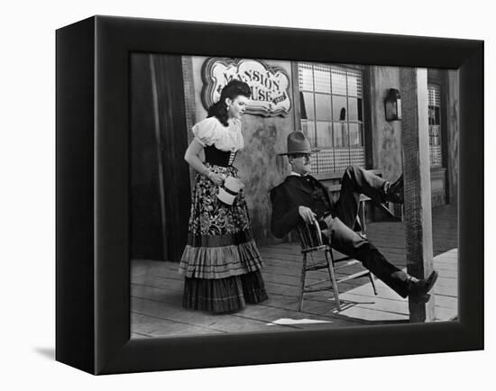 MY DARLING CLEMENTINE, 1946 directed by JOHN FORD Linda Darnell and Henry Fonda (b/w photo)-null-Framed Stretched Canvas