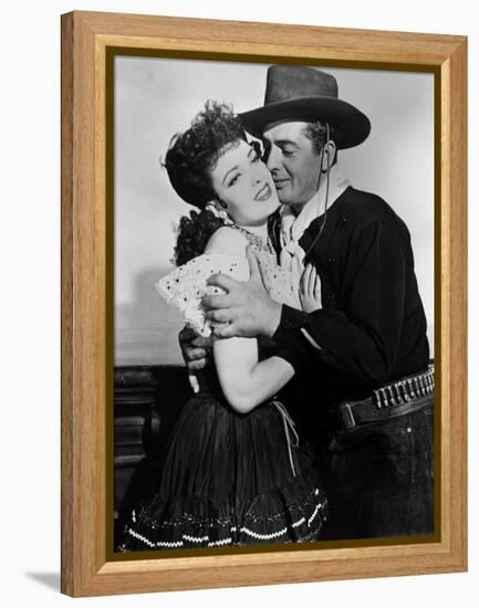 MY DARLING CLEMENTINE, 1946 directed by JOHN FORD Linda Darnell and Victor Mature (b/w photo)-null-Framed Stretched Canvas