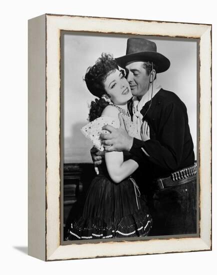 MY DARLING CLEMENTINE, 1946 directed by JOHN FORD Linda Darnell and Victor Mature (b/w photo)-null-Framed Stretched Canvas