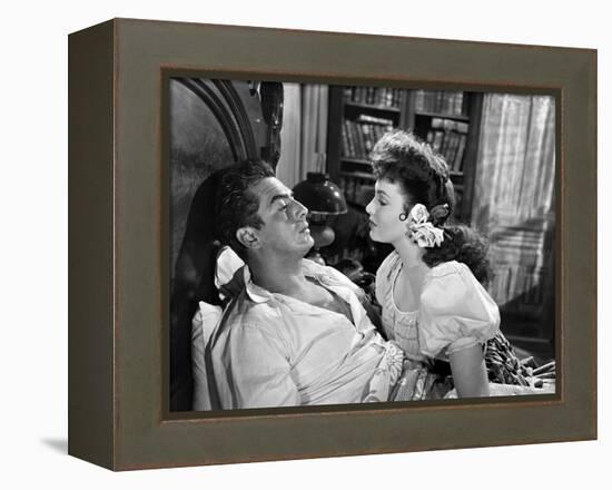 MY DARLING CLEMENTINE, 1946 directed by JOHN FORD Victor Mature and Linda Darnell (b/w photo)-null-Framed Stretched Canvas