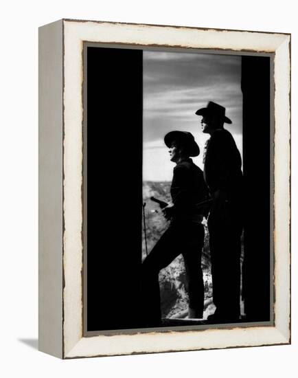 MY DARLING CLEMENTINE, 1946 directed by JOHN FORD Victor Mature and Ward Bond (b/w photo)-null-Framed Stretched Canvas