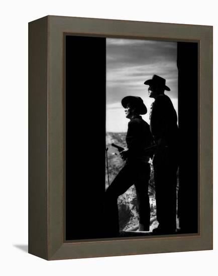 MY DARLING CLEMENTINE, 1946 directed by JOHN FORD Victor Mature and Ward Bond (b/w photo)-null-Framed Stretched Canvas