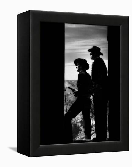 MY DARLING CLEMENTINE, 1946 directed by JOHN FORD Victor Mature and Ward Bond (b/w photo)-null-Framed Stretched Canvas