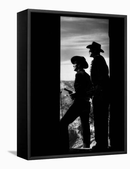 MY DARLING CLEMENTINE, 1946 directed by JOHN FORD Victor Mature and Ward Bond (b/w photo)-null-Framed Stretched Canvas