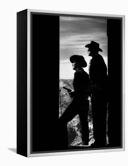 MY DARLING CLEMENTINE, 1946 directed by JOHN FORD Victor Mature and Ward Bond (b/w photo)-null-Framed Stretched Canvas