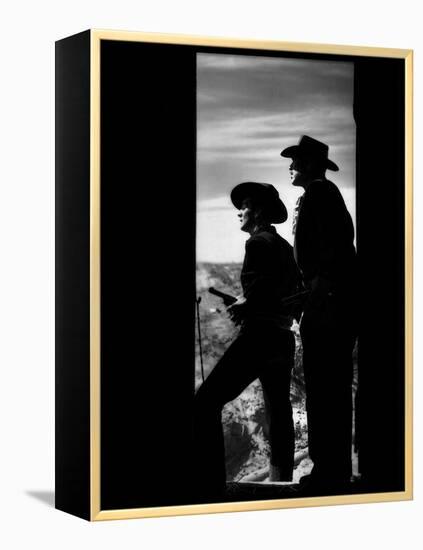 MY DARLING CLEMENTINE, 1946 directed by JOHN FORD Victor Mature and Ward Bond (b/w photo)-null-Framed Stretched Canvas