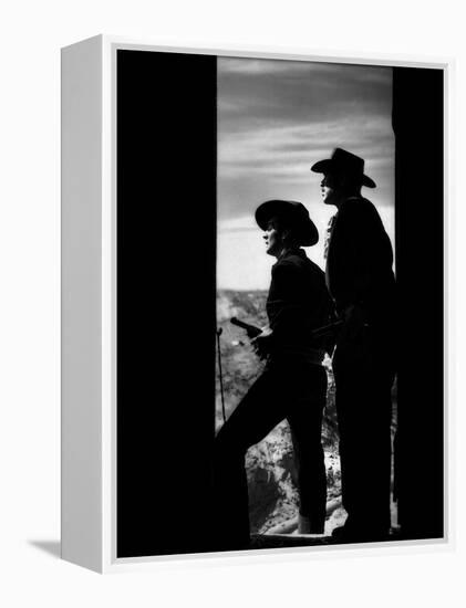 MY DARLING CLEMENTINE, 1946 directed by JOHN FORD Victor Mature and Ward Bond (b/w photo)-null-Framed Stretched Canvas