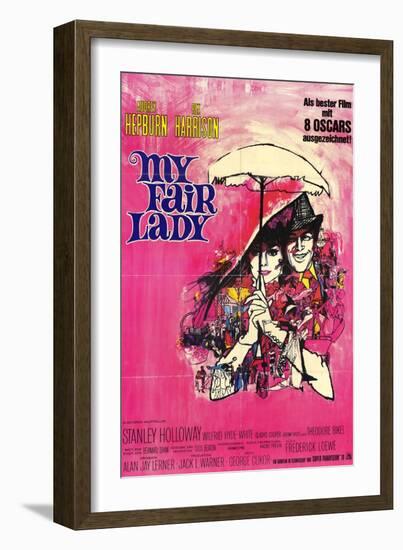 My Fair Lady, German Movie Poster, 1964-null-Framed Art Print