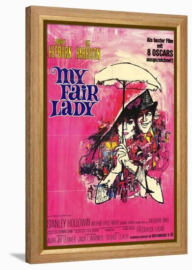 My Fair Lady, German Movie Poster, 1964-null-Framed Stretched Canvas