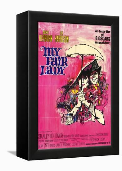 My Fair Lady, German Movie Poster, 1964-null-Framed Stretched Canvas