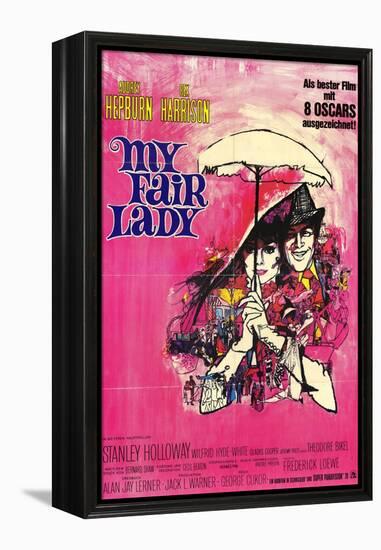 My Fair Lady, German Movie Poster, 1964-null-Framed Stretched Canvas