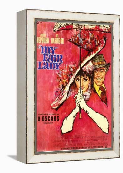 My Fair Lady, German Movie Poster, 1964-null-Framed Stretched Canvas