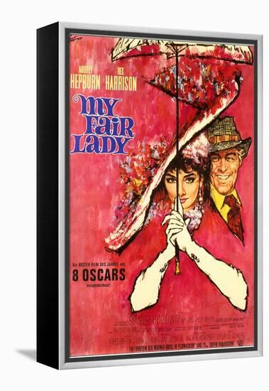 My Fair Lady, German Movie Poster, 1964-null-Framed Stretched Canvas