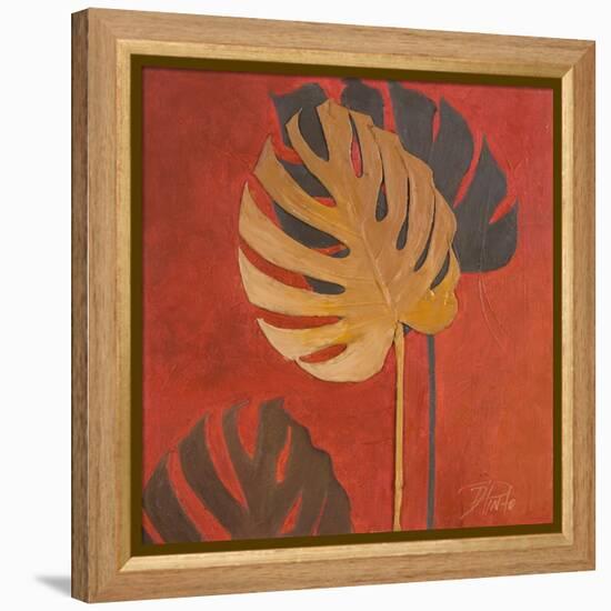 My Fashion Leaves on Red I-Patricia Pinto-Framed Stretched Canvas