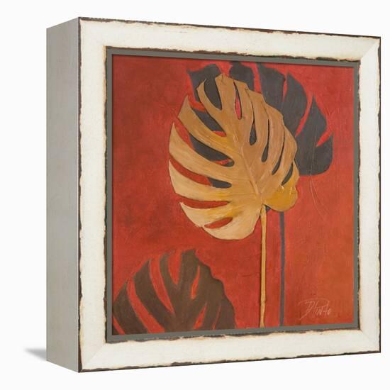 My Fashion Leaves on Red I-Patricia Pinto-Framed Stretched Canvas