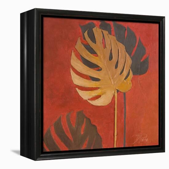 My Fashion Leaves on Red I-Patricia Pinto-Framed Stretched Canvas