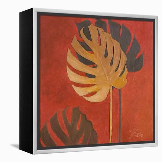 My Fashion Leaves on Red I-Patricia Pinto-Framed Stretched Canvas