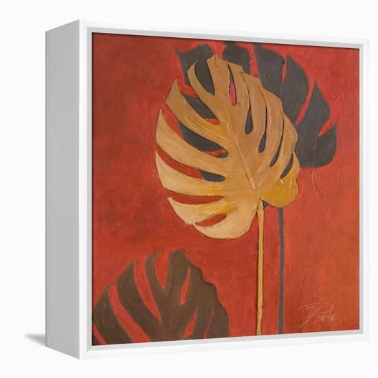 My Fashion Leaves on Red I-Patricia Pinto-Framed Stretched Canvas