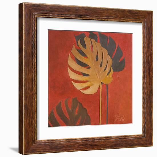 My Fashion Leaves on Red I-Patricia Pinto-Framed Art Print