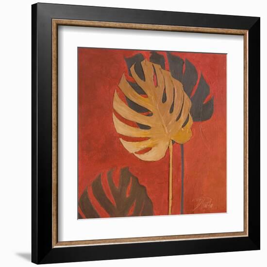 My Fashion Leaves on Red I-Patricia Pinto-Framed Art Print