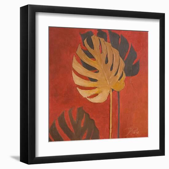 My Fashion Leaves on Red I-Patricia Pinto-Framed Art Print