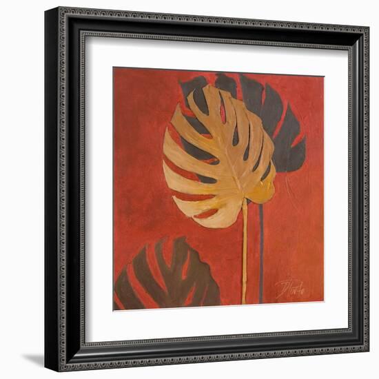 My Fashion Leaves on Red I-Patricia Pinto-Framed Art Print