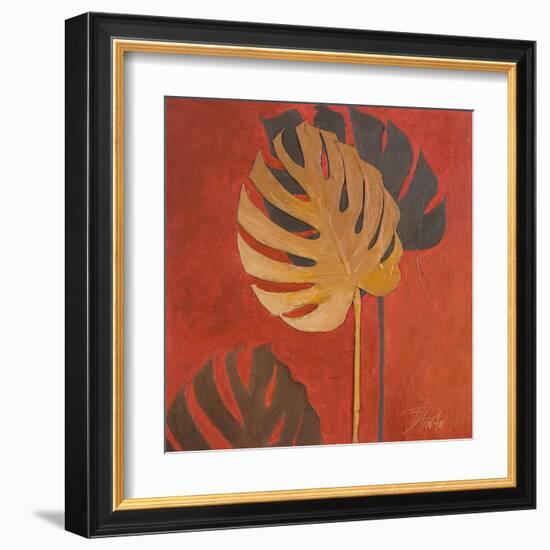 My Fashion Leaves on Red I-Patricia Pinto-Framed Art Print