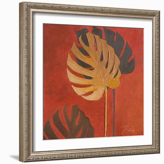 My Fashion Leaves on Red I-Patricia Pinto-Framed Art Print