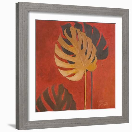 My Fashion Leaves on Red I-Patricia Pinto-Framed Art Print