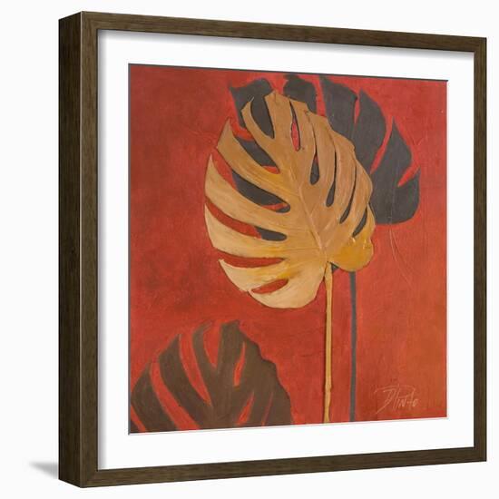 My Fashion Leaves on Red I-Patricia Pinto-Framed Art Print